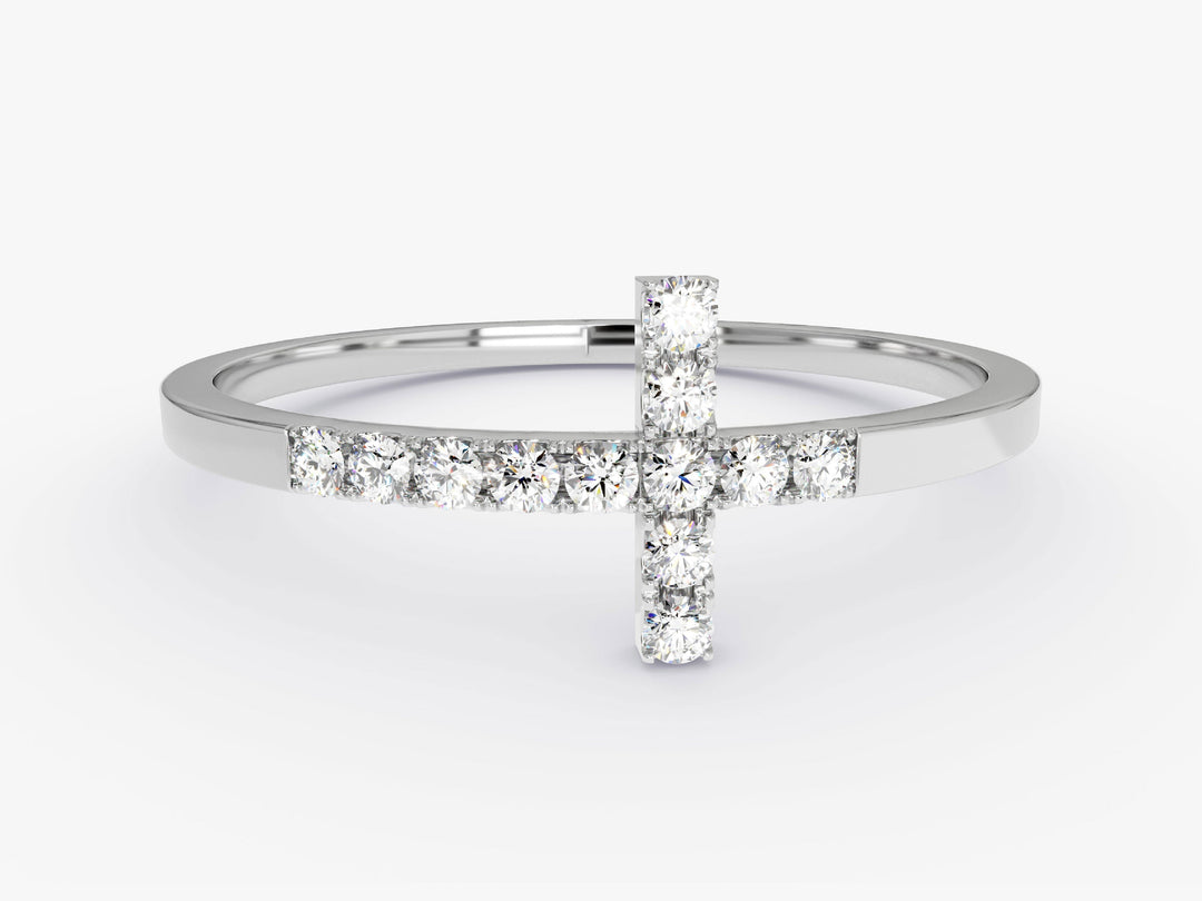 Cross Moissanite Wedding Band