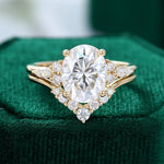 Load image into Gallery viewer, Yellow Gold Oval Cut 3ct Moissanite Bridal Ring Set
