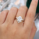 Load image into Gallery viewer, Yellow Gold Oval Cut 3ct Moissanite Bridal Ring Set
