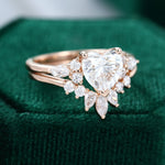 Load image into Gallery viewer, Rose Gold Heart Cut Moissanite Engagement Ring Set

