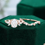 Load image into Gallery viewer, Rose Gold Oval Moissanite Engagement Ring Set
