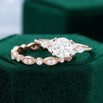 Load image into Gallery viewer, Rose Gold Round Cut Moissanite Bridal Set Wedding Promise Anniversary Dainty Ring

