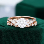 Load image into Gallery viewer, Rose Gold Round Cut Moissanite Bridal Set Wedding Promise Anniversary Dainty Ring
