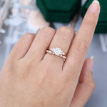 Load image into Gallery viewer, Rose Gold Round Cut Moissanite Bridal Set Wedding Promise Anniversary Dainty Ring
