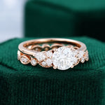 Load image into Gallery viewer, Rose Gold Round Cut Moissanite Bridal Set Wedding Promise Anniversary Dainty Ring
