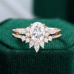 Load image into Gallery viewer, Rose Gold Oval Cut Moissanite Bridal Set Anniversary Gift
