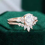 Load image into Gallery viewer, Rose Gold Oval Cut Moissanite Bridal Set Anniversary Gift
