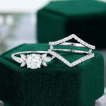 Load image into Gallery viewer, Double Bands Round Cut Moissanite Bridal Set
