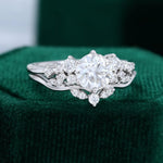Load image into Gallery viewer, Snowdrift Round Moissanite Engagement Ring Set Cluster Bridal Ring Set
