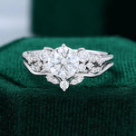 Load image into Gallery viewer, Snowdrift Round Moissanite Engagement Ring Set Cluster Bridal Ring Set
