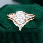 Load image into Gallery viewer, Rose Gold Oval Cut Moissanite Bridal Ring Set
