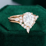 Load image into Gallery viewer, Rose Gold Oval Cut Moissanite Bridal Ring Set
