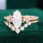 Load image into Gallery viewer, marquise diamond ring wedding set
