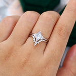Load image into Gallery viewer, Unique Rose Cut Marquise Shaped Moissanite Engagement Ring Set
