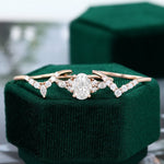 Load image into Gallery viewer, 3 Piece Oval Cut Moissanite Rose Gold Engagement Ring Set
