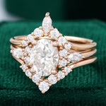 Load image into Gallery viewer, 3 Piece Oval Cut Moissanite Rose Gold Engagement Ring Set
