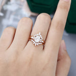 Load image into Gallery viewer, 3 Piece Oval Cut Moissanite Rose Gold Engagement Ring Set
