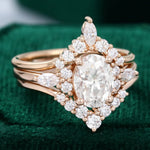 Load image into Gallery viewer, 3 Piece Oval Cut Moissanite Rose Gold Engagement Ring Set
