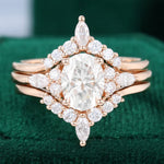 Load image into Gallery viewer, Rose Gold 3PCS Oval Cut Moissanite Cluster Engagement Ring Set
