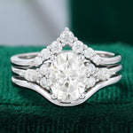 Load image into Gallery viewer, White Gold 3PCS Oval Cut Moissanite Cluster Engagement Ring Set
