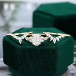Load image into Gallery viewer, Yellow Gold Oval Cut Moissanite And Diamond Cluster Engagement Ring Set

