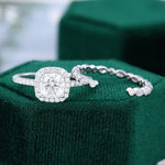 Load image into Gallery viewer, White Gold Cushion Cut Moissanite Half Eternity Open Band Engagement Ring Set
