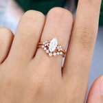 Load image into Gallery viewer, 1CT Marquise Cut Moissanite Criss Cross Diamond Accented Bridal Ring Set
