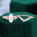 Load image into Gallery viewer, 1CT Marquise Cut Moissanite Criss Cross Diamond Accented Bridal Ring Set
