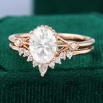 Load image into Gallery viewer, Oval Cut Moissanite Rose Gold Diamond Engagement Ring Set
