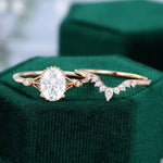Load image into Gallery viewer, Oval Cut Moissanite Rose Gold Diamond Engagement Ring Set
