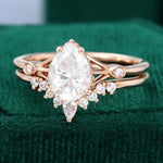Load image into Gallery viewer, Pear Shaped Moissanite Rose Gold Diamond Engagement Ring Set
