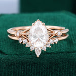 Load image into Gallery viewer, Pear Shaped Moissanite Rose Gold Diamond Engagement Ring Set
