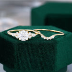 Load image into Gallery viewer, Vintage Yellow Gold Round Cut Moissanite Engagement Ring Set
