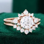 Load image into Gallery viewer, Unique 1.2Ct Moissanite Diamond Cluster Engagement Ring Set Rose Gold
