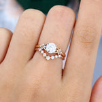 Load image into Gallery viewer, 1CT Round Cut Moissanite Criss Cross Diamond Accented Bridal Ring Set
