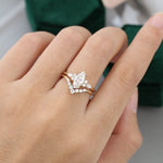 Load image into Gallery viewer, Yellow Gold Marquise Cut Moissanite Engagement Ring Set
