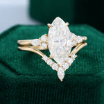 Load image into Gallery viewer, Yellow Gold Marquise Moissanite Engagement Ring Set
