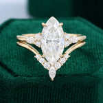 Load image into Gallery viewer, Yellow Gold Marquise Moissanite Engagement Ring Set
