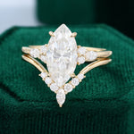 Load image into Gallery viewer, Yellow Gold Marquise Moissanite Engagement Ring Set
