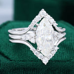 Load image into Gallery viewer, Vintage Marquise Cut Moissanite Engagement Ring Set
