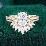 Load image into Gallery viewer, Oval Cut Pavé Moissanite Bridal Ring Set With U Contour Band
