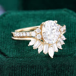 Load image into Gallery viewer, Oval Cut Pavé Moissanite Bridal Ring Set With U Contour Band
