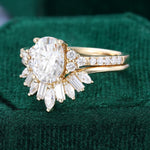 Load image into Gallery viewer, Oval Cut Pavé Moissanite Bridal Ring Set With U Contour Band
