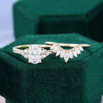 Load image into Gallery viewer, Oval Cut Pavé Moissanite Bridal Ring Set With U Contour Band
