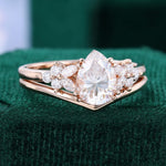 Load image into Gallery viewer, Pear Shaped Moissanite Bridal Ring Set Cluster Engagement Ring

