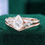 Load image into Gallery viewer, Pear Shaped Moissanite Bridal Ring Set Cluster Engagement Ring
