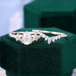 Load image into Gallery viewer, Pear Shaped Moissanite Bridal Ring Set Double Claw Prongs Cluster Engagement Ring Set

