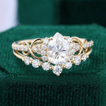 Load image into Gallery viewer, Pear Shaped Moissanite Bridal Ring Set Infinity Wedding Set
