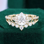 Load image into Gallery viewer, Pear Shaped Moissanite Bridal Ring Set Infinity Wedding Set

