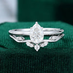 Load image into Gallery viewer, Pear Cut Moissanite Solitaire Engagement Ring Set In White Gold
